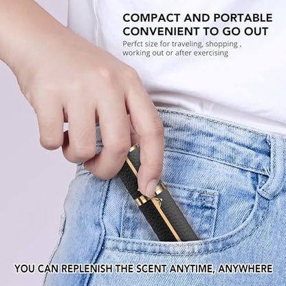8ML Travel Perfume Refillable Atomizer, Mini Genuine Leather Cologne Sprayer, Protable Pocket Size Empty Fragrance Spray Bottle (Black) - color: Black