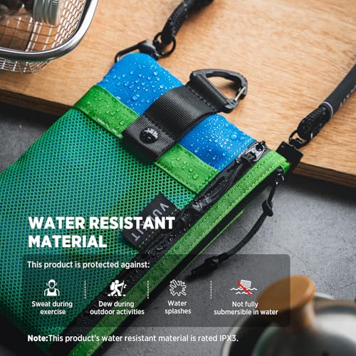 VULKIT RFID Blocking Travel Wallet for Men Women, Water Resistant Passport & Phone Holder with Detachable Lanyard and Key Ring, Lightweight Zipper Travel Wallet - color: Green