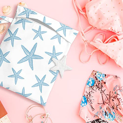 Wet Bag, Wet Dry Bag, Wet Bag for Swimsuit Travel Beach Pool Dirty Yoga Gym Clothes Makeup Bag Beach Wedding Supplies Waterproof Reusable Shell Pearl Starfish Gifts - color: Starfish