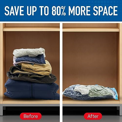 Spacesaver Vacuum Storage Bags with Hand Pump - Vacuum Seal Bags for Clothing, Comforters, Blankets - Reusable Compression Bags for Travel, Moving, Organization - 2S, 2M, 2L, 2XL Sizes - Pack of 8