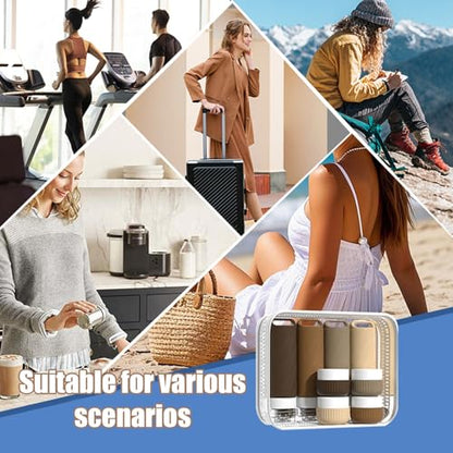 26 Pcs TSA Approved Travel Toiletry Bottles Set, Leakproof Silicone Refillable Travel Containers with Hanging Hole & Carabiner, Travel Essentials, for Shampoo Conditioner Lotion Body Wash - style: E