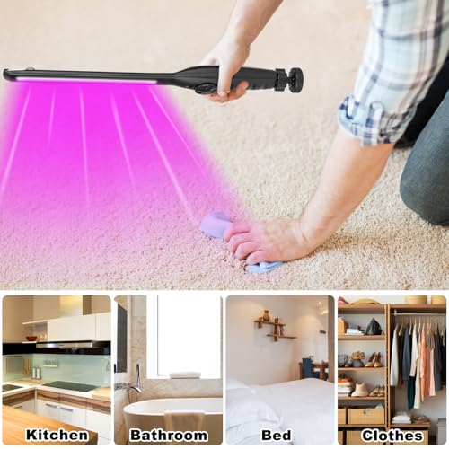 UV Light Sanitizer Wand – Portable Ozone-Free Ultraviolet Disinfection Lamp, USB Rechargeable, Kills 99.9% of Germs & Bacteria, Family & Pet Safe. for Home, Travel, Hotel, Car & Pet Areas