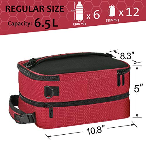 Tirrinia Expandable Insulated Lunch Bag for Men Women – Leakproof Reusable Cooler LunchBox for Kids & Adults with Shoulder Strap, Perfect for Work, School, Office, Travel,Red - color: Red
