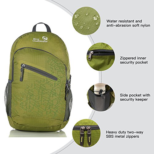 Outlander Packable Handy Lightweight Travel Hiking Backpack Daypack-Green-L - color: Green, size: 33L
