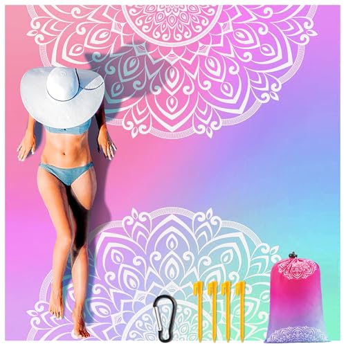 HIHOHO Beach Blanket Waterproof Sandproof Extra Large Beach Mat 79" X 83"/120"x108"for 1-8 Adults Quick Drying Durable Outdoor Picnic Mat for Beach Travel Camping Hiking - color: Beautiful Pattern, size: 79" X 83"（1~3 person）