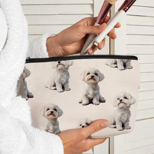 Maltese Dog Makeup Bag, Maltese Lovers Gifts Cosmetic Bag for Women, Dog Mom Lovers Owner Gifts for Women Christmas, Pet Lover Gift Zipper Travel Makeup Pouch for Purse - color: maltese