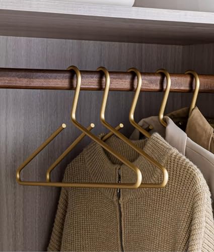 Premium Matte Gold Aluminum Coat Hangers 6 Piece Set, 16.5” Extra Smooth & Durable Metal Shirt Dress Hanger,Aluminum Alloy Hanger,Clothing Support,Clothing Hang - style: Golden Elegant Hanger（6）
