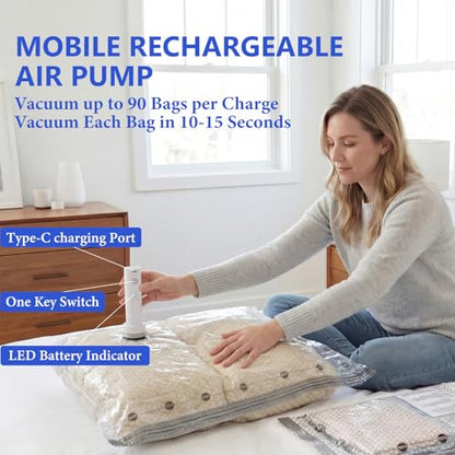 Vacuum Seal Bags for Clothing Travel with Rechargeable Air Pump, Carry-on Size Vacuum Bags for Travel, Space Saver for Clothes 24 Combo Size - size: 24 Combo Size