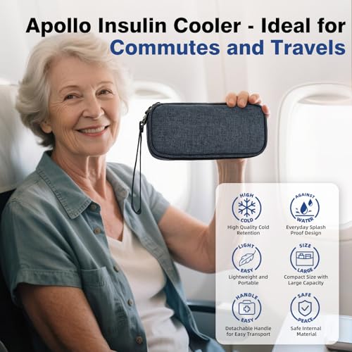 apollo walker Insulin Cooler Travel Case Diabetic Medication Cooler with Ice Packs and Insulation Liner insulin travel case tsa approved - color: Navy, size: Small