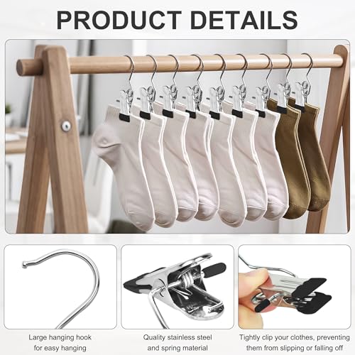 80 Pcs Boot Hanger Clips for Closet, Laundry Hanging Hooks with Clips, Portable Single Clip Boot Hangers Bulk for Travel Socks Pants Hats Towels (Black)