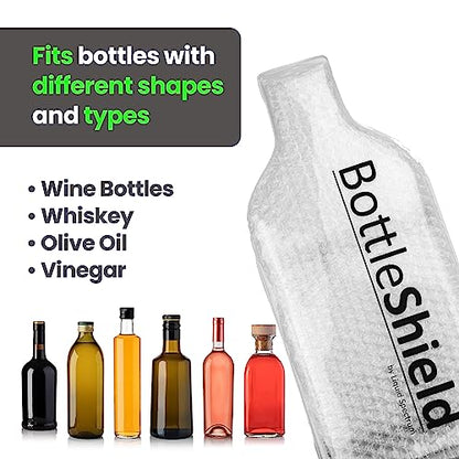 Liquid Spectrum Bottle Shield Reusable Wine Protector Travel Bag (6-Pack) - Unbreakable Bottle Sleeve, Leak Proof & Double Layer Bubble Protection | Wine Travel Bags for Suitcase Luggage, Clear