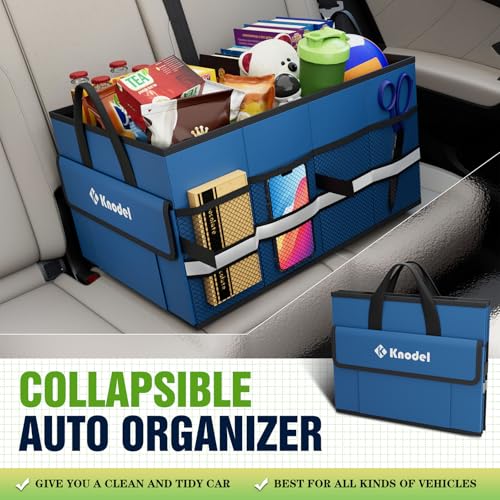 K KNODEL Car Trunk Organizer, Collapsible Car Trunk Storage Organizer, Car Organizer and Storage for SUV, Truck, Sedan (Small, Blue) - color: Blue, size: Small-No Lid