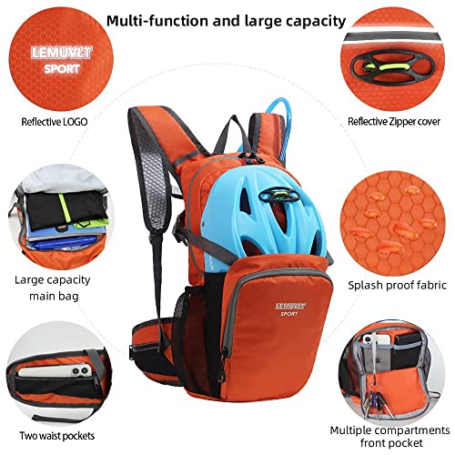 Hiking Daypack Waterproof Biking Backpack 15L Lightweight Durable Backpack for Ski Snowboarding Running MTB Cycling - color: Orange