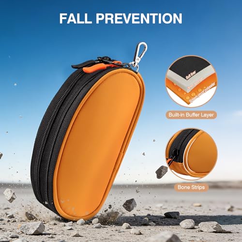 Marvolia Double Glasses Case Large Soft Eyeglass Case for Women Men Portable Zipper Sunglasses Pouch with Keychain Clip - color: Orange