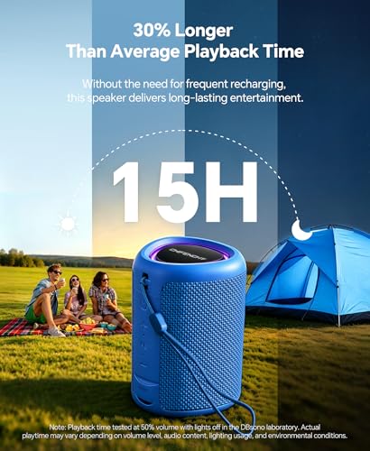 Portable Bluetooth Speaker Beach Essentials: Powerful Crystal Clear Sound/Dynamic Light/IPX5 Waterproof/All Day Playtime/Wireless BT 5.3/TWS Paring, Dad Gifts, Outdoor|Travel|Camping|Pool Accessories - color: Blue