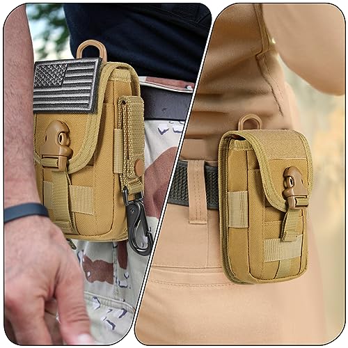 SOWHUP Tactical Molle Pouch Cell Phone Pouch Holster Small Utility EDC Pouch Gadget Organizer Bag - color: Tan2