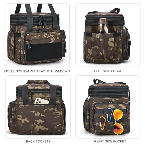 Gafetrey Tactical Lunch Box for Men, Insulated Bag Adult, Thermal Lunchbox Leakproof Waterproof Cooler Bag, Dual Compartment tote, Large Pail Work Office Camping Travel(Black Camo) - color: B-Black-Camo, size: 15L