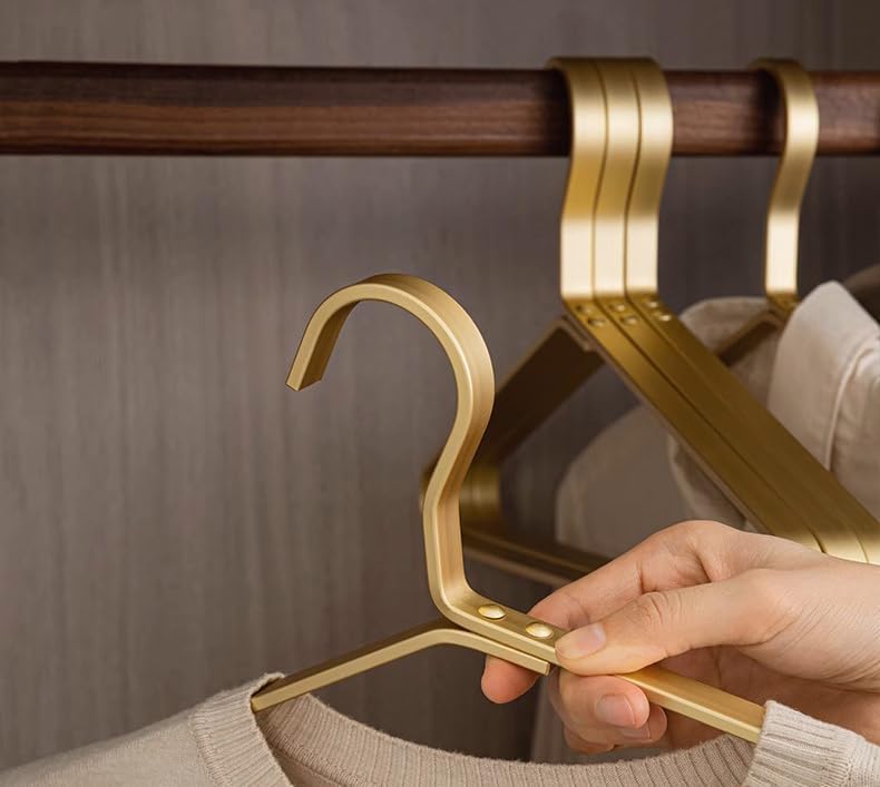 Premium Matte Golden Aluminum Coat Hangers 6 Piece Set, 17.7” Extra Smooth & Durable Metal Shirt Dress Hanger,Aluminum Alloy Hanger,Clothing Support,Clothing Hang - style: Golden Thick Hanger（6）