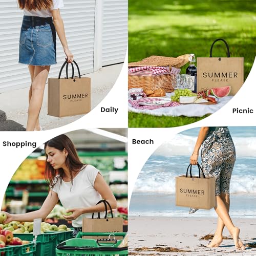 Trifabricy Beach Bag for Women, Woven Straw Beach Tote Bag Waterproof, Weaving Swim Gym Shopping Travel Bags with Button - color: Classic-summer