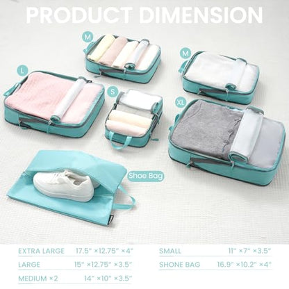 BAGAIL 6 Set Ultralight Compression Packing Cubes Packing Organizer for Travel Accessories Luggage Suitcase Backpack - color: DustyBlue70D, style: Mesh Pattern