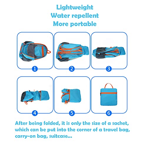 Lywencom Hiking Backpack,20L sports lightweight folding waterproof ultra-light backpack suitable for outdoor camping picnic(blue), LW026 - color: Blue