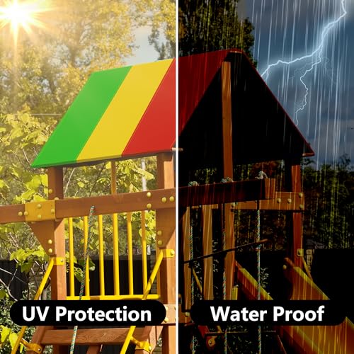Alpurple Swing Set Replacement Tarp- 52" x 90" Kids Playground Roof Canopy, Replacement Sunshade Waterproof Trap Cover for Children Outdoor Sunproof (Green Yellow Red) - color: Green Yellow Red