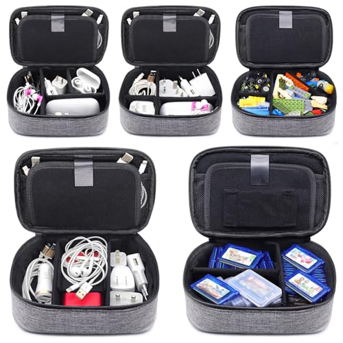 sisma Travel Electronics Organizer Small Carrying Case for Cables Phone Chargers USB Plugs Power Cords Earbuds Adapter Tech Accessories Pouch -Grey - color: Grey -1680D Oxford Fabrics