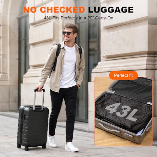 43L Max Capacity Vacuum Suitcase Compression Bags with Wireless Pump - Space Saver Bags for Travel Luggage, No Checked Baggage, Reusable, IP68, Fits 20/24/28 Inch Suitcases (No Tracker) - color: 2PC+Pump (No Tracker)