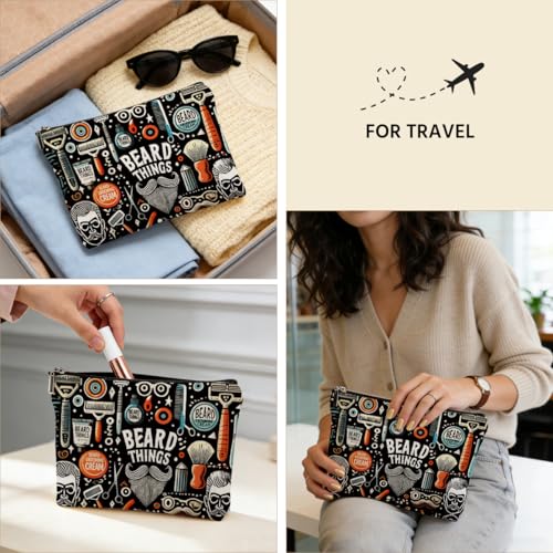 Mens Cosmetic Bag Mens Grooming Bag Travel Toiletry Bags for Men Beard Things Zipper Makeup Pouch Beard Stuff Makeup Bags for Boy Teens Son Husband Father Grandfather Father's Day Birthday Gifts - color: Multicolor 0003