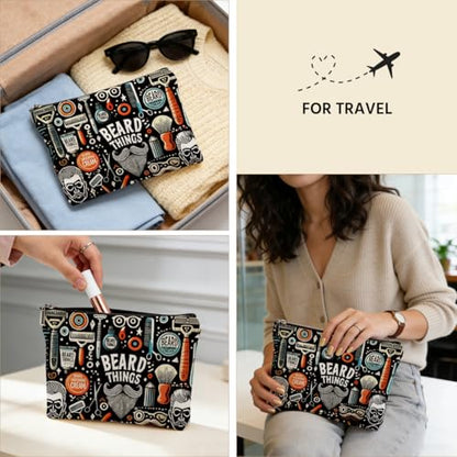 Mens Cosmetic Bag Mens Grooming Bag Travel Toiletry Bags for Men Beard Things Zipper Makeup Pouch Beard Stuff Makeup Bags for Boy Teens Son Husband Father Grandfather Father's Day Birthday Gifts - color: Multicolor 0003