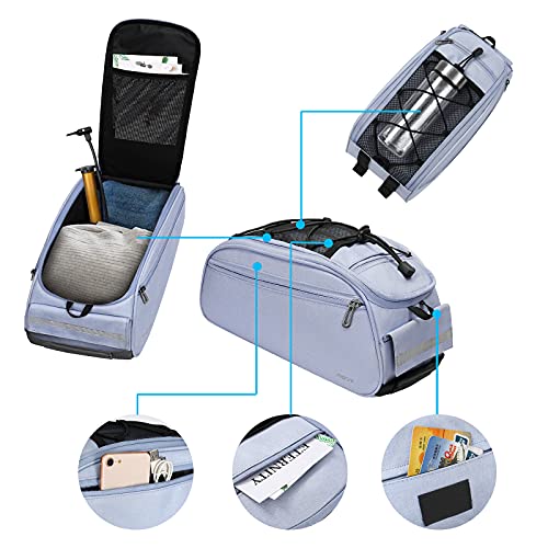 MOSISO Bike Rack Bag, Waterproof Bicycle Trunk Pannier Rear Seat Pouch Cycling Bike Carrier Backseat Storage Luggage Saddle Shoulder Bag - color: Airy Blue