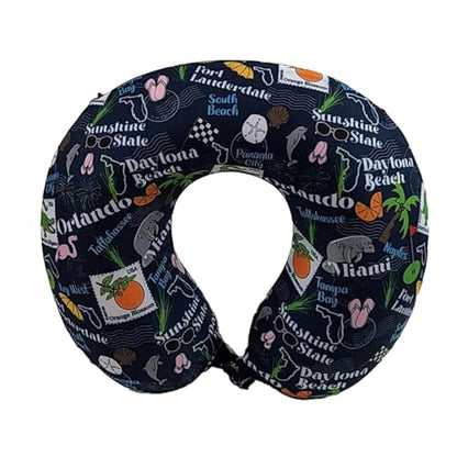 Wolf Essentials Adult Soft Memory Foam 12 x 13-inch Travel Neck Pillow, Compact, Perfect for Plane or Car, Florida - style: Florida