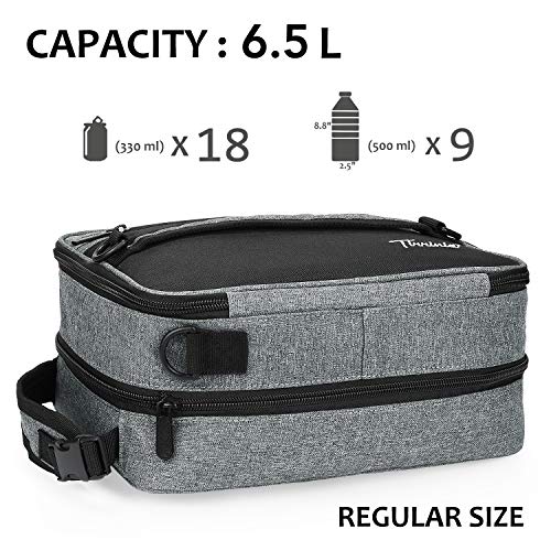 Tirrinia Expandable Insulated Lunch Bag for Men Women – Leakproof Reusable Cooler LunchBox for Kids & Adults with Shoulder Strap, Perfect for Work, School, Office, Travel,Dark Grey - color: Gray