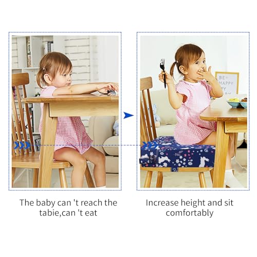 SMZCTYI Toddler Booster Seat for Dining Table, Stronger Support Non-Slip Bottom Double Safe Straps Booster Seat Dining Toddler, Portable Travel Increasing Cushion (Navy Blue Rabbit) - color: Navy Blue Rabbit