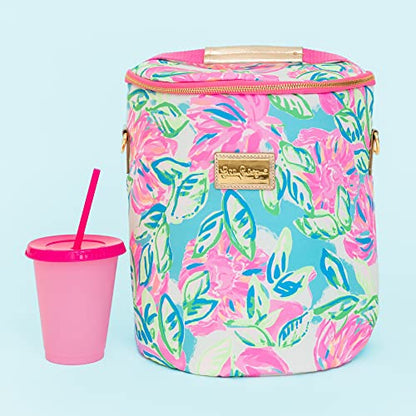 Lilly Pulitzer Insulated Soft Beach Cooler with Adjustable/Removable Strap and Double Zipper Close - color: Totally Blossom