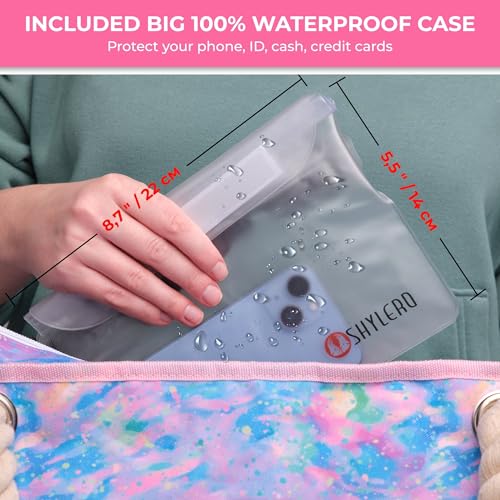 Beach Bag and Pool Bag Has Cooler Pocket, 7 Pockets Total, Zip Top. Family Size Waterproof Beach Tote - color: Northern Lights