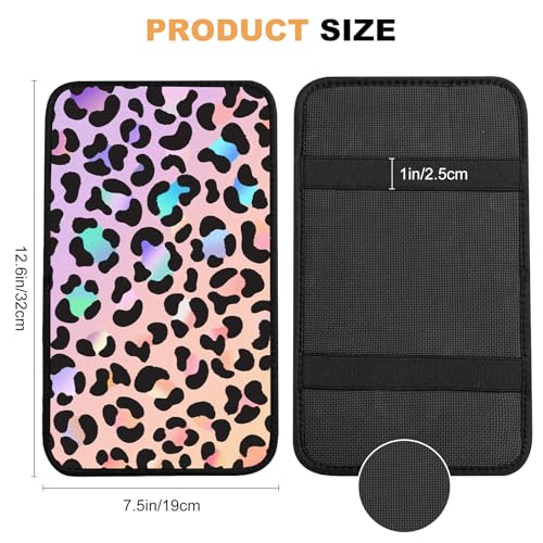 Pink Gradient Leopard Auto Center Console Pad,Car Armrest Pad Car Armrest Seat Box Cover Protector for Most Cars - color: Pink Gradient Leopard