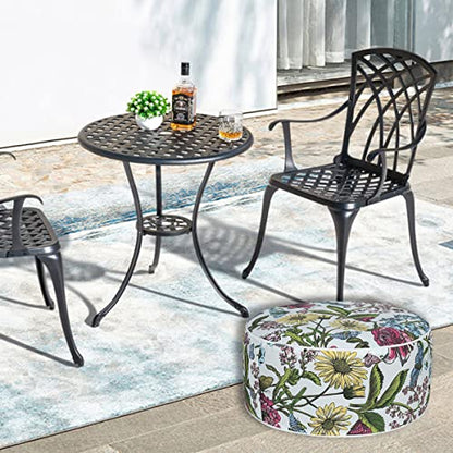 Inflatable Outdoor Ottoman,20"x9" Portable Patio Pouf,Water Resistant,Fade-Resistant,Round Blow Up Footrest Stools for Home Garden Camping Travel(Butterfly Flower) - color: Butterfly Flower