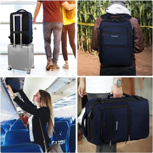 Vancropak Carry On Backpack, 45L Expandable Extra Large Travel Backpack, Flight Approved Water Resistant Luggage Suitcase Daypack, Lightweight Personal Business Weekender Bag for Men & Women, Blue - color: Blue, size: XX-Large