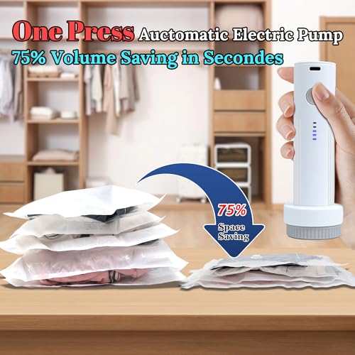 Vacuum Sealing Bags for Clothing Travel,Space Saver Vacuum Storage Bags with Air Pump,Compression Packing for Luggage and Clothes Travel (9 Combo Bags+Electric Pump) - size: 9 Combo Bags+Electric Pump