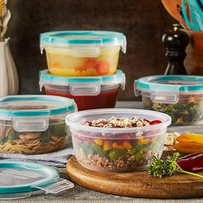 Snapware Plastic Total Solutions (5-Pack, 3.8 Cup) Food Storage Containers Set, Airtight & Leakproof Plastic Locking BPA-Free Lids, Freezer Dishwasher Microwave Safe - size: 5 Pack, style: 3.8 Cup
