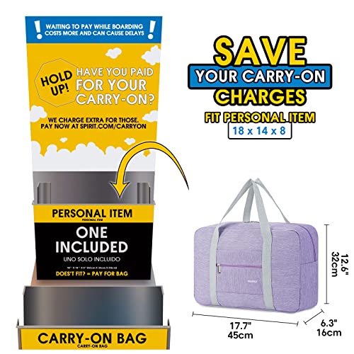 For Spirit Airlines Personal Item Bag Foldable Travel Duffel Bag Tote Carry on Luggage Duffle Overnight for Women and Men - color: 1112-Thick Series Purple-1