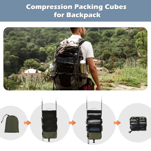 Surblue Hanging Travel Organizer Portable Hanging Luggage Organizer Multiple Compartments Collapsible Compression Closet Packing Cubes,Green,S - color: Green, size: Small