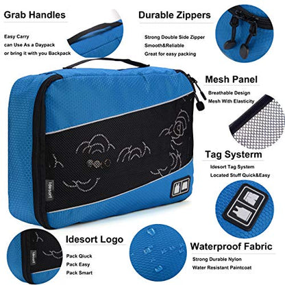 Packing Cubes Luggage Bags Organizer Durable Travel Accessories With Clothing Label - color: 8 set - Blue/Green