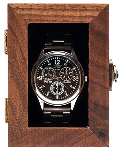 Single Walnut Wooden Watch Box Vintage Jewelry Storage Travel Case Organizer for Men and Women,Wristwatch Display Box Holder with Acrylic Lid - color: Walnut Wood 1 Slot