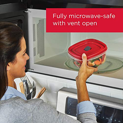 Rubbermaid 16-Piece BPA-Free Plastic Food Storage Set, Red Vented Lids - Microwave, Dishwasher Safe: Perfect for Meal Prep, Leftovers, and Kitchen Organization - size: 16-Piece