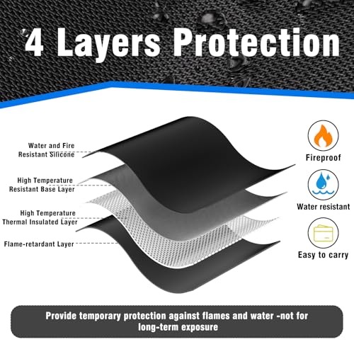 5pcs Fireproof Zipper Bags, A4 Zipper Pouches for Organizing Storage, Water-Resistant Document Bags(13.5"x10"), Letter Size, File Bags for Home, Office, School, Travel, Cash, Passport, Black