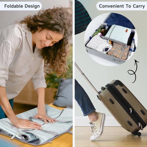 ‌Ytonet Foldable Garment Duffle Bags for Travel, Carry On Convertible Duffel Bag with Shoe Compartment & Water Resistant Fabric, 2-in-1 Hanging Suit Organizer, Mint Green - color: Blue