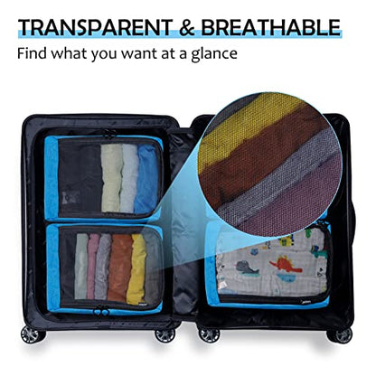 4-PACK Blue Organizer Cubes - Pack Luggage, Suitcase and Carry On Cubes - color: 4 PACK Blue Honeycomb