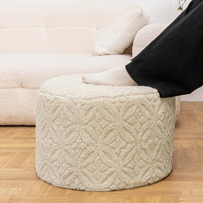 Plush Multi-Functional Ottoman Pouf – Ergonomic Ottoman Foot Rest with Space-Saving Design, Perfect Under Desks, Couches & Sofas (Linen) - color: Linen